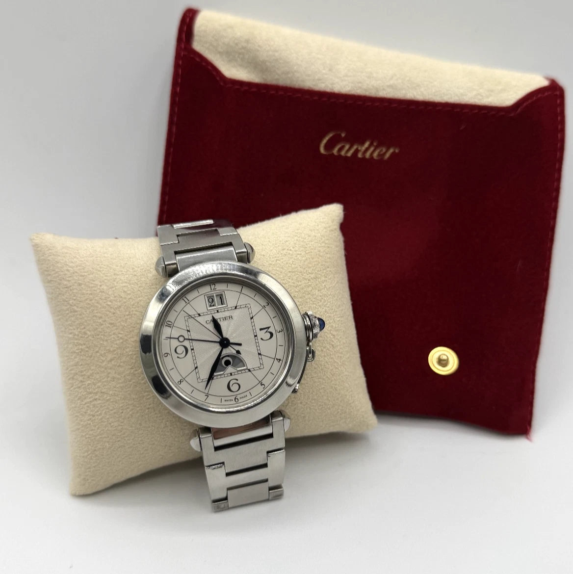 Cartier Pasha GMT Moonphase 42mm acciaio steel ref.2938 calibro 8011MC anno 2010