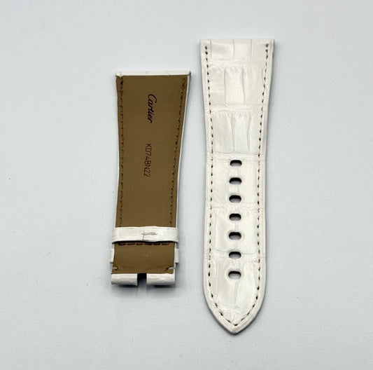 Cartier Tank Divan cinturino orologio pelle alligatore bianca KD74BN22 29/22 mm