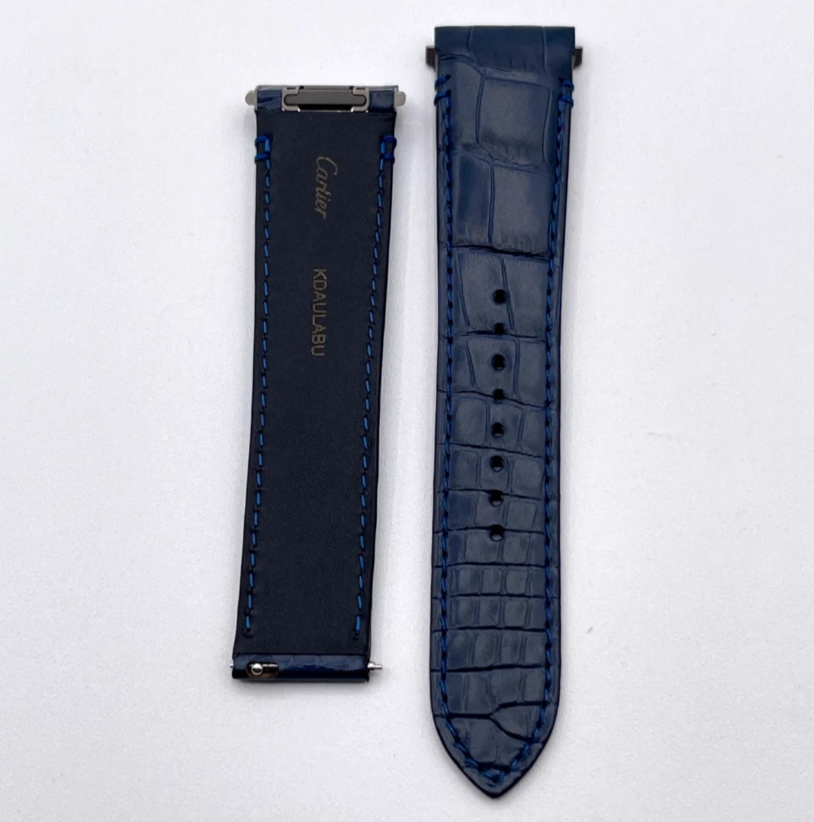 Cartier Santos Watch Strap Blue Alligator Leather KDAULABU 21/18mm