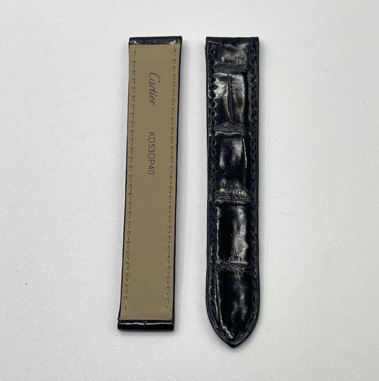 Cartier Tank Francaise cinturino orologio alligatore nero black KD53DP40 15/14