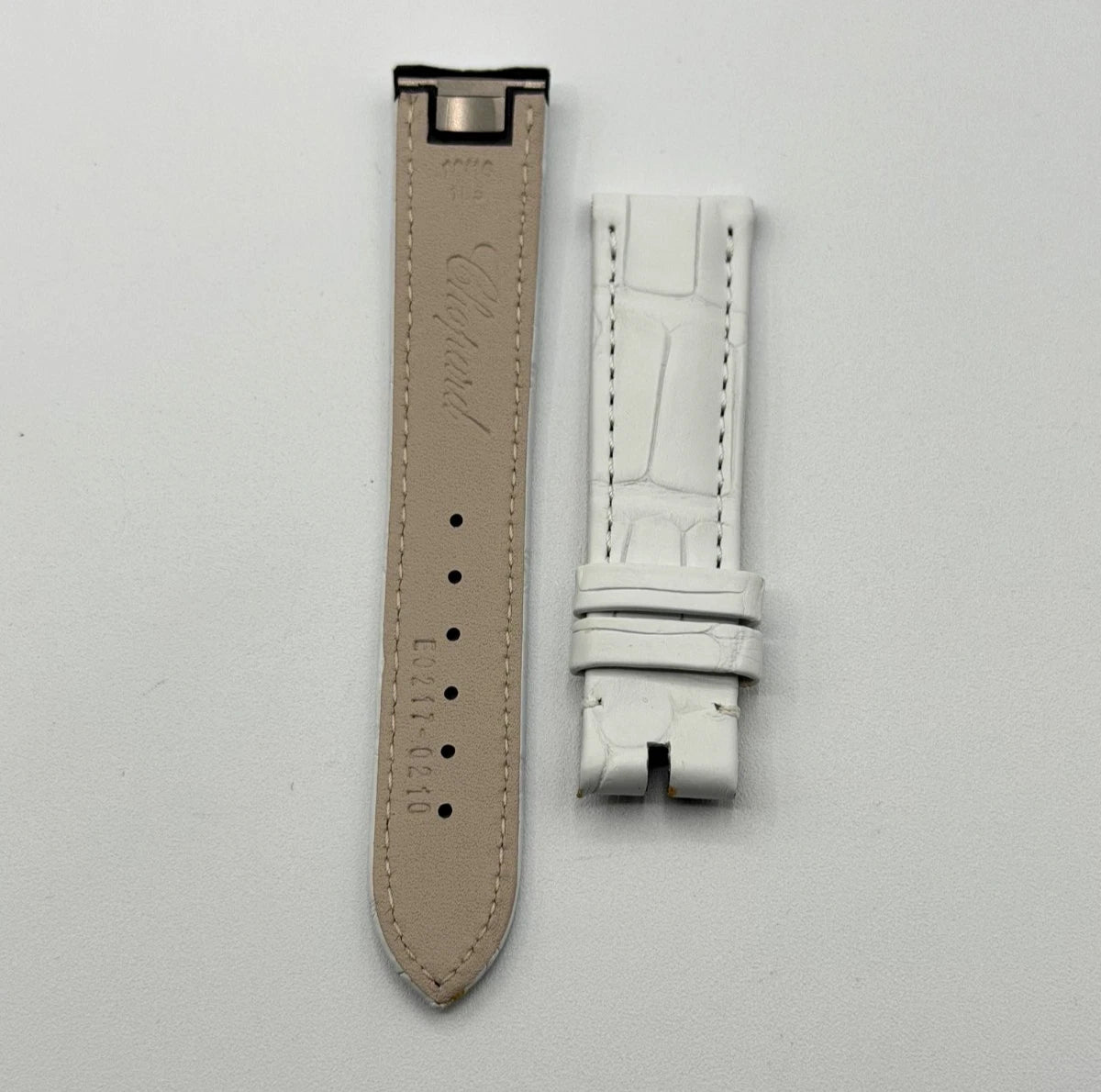 Chopard Happy Sport cinturino alligatore watch strap bianco white 18/16mm