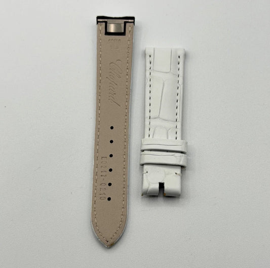 Chopard Happy Sport cinturino alligatore watch strap bianco white 18/16mm