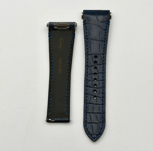 Cartier Santos XL cinturino orologio strap pelle alligatore blu KDAVLABU 23/18