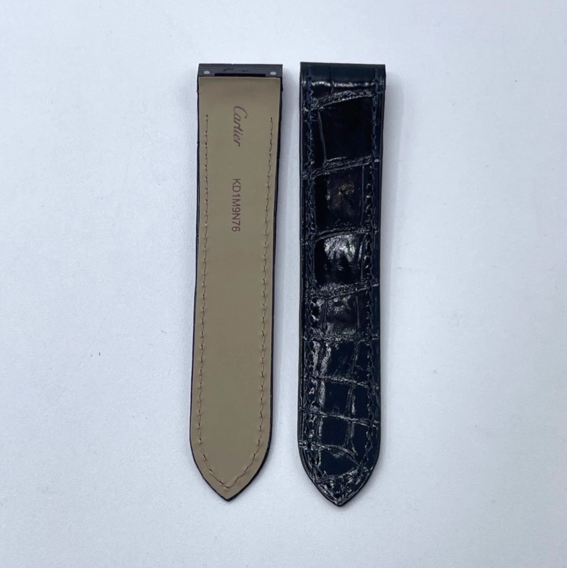 Cartier Santos 100MM Black Alligator Strap KD1M9037 20/18mm