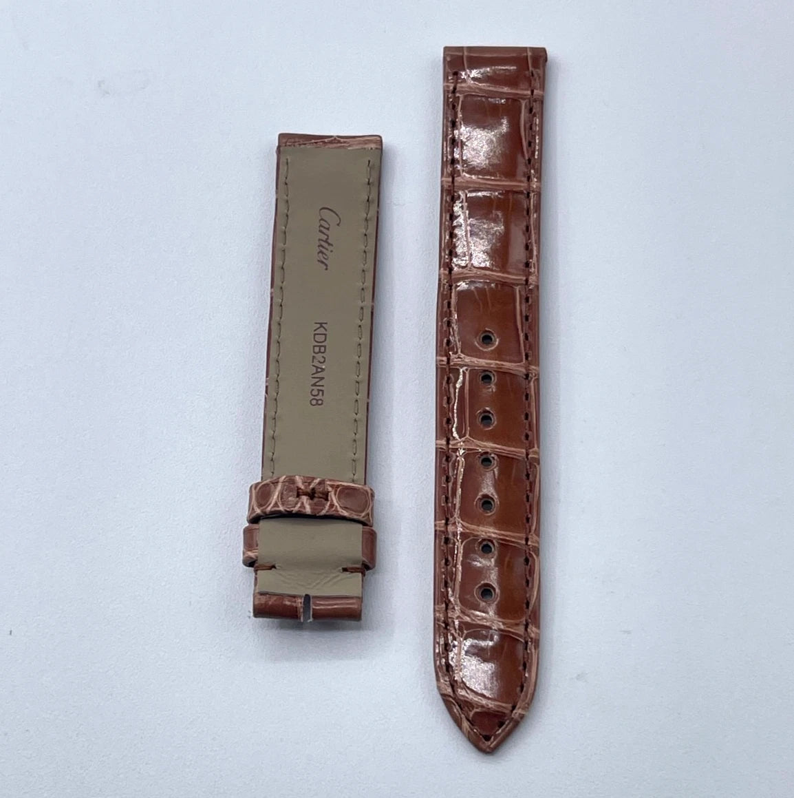 Cartier Tank cinturino orologio pelle alligatore marrone ref. KDB2AN58 15/14mm