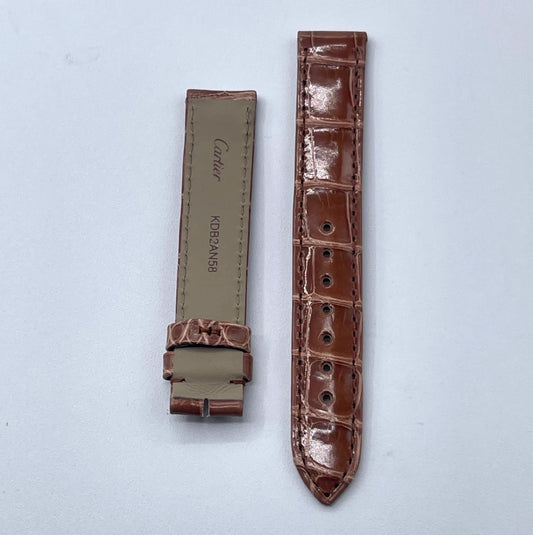 Cartier Tank cinturino orologio pelle alligatore marrone ref. KDB2AN58 15/14mm