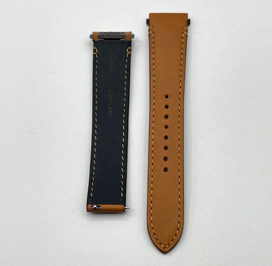 Cartier Santos brown leather watch strap ref KDATLABK 19/16mm
