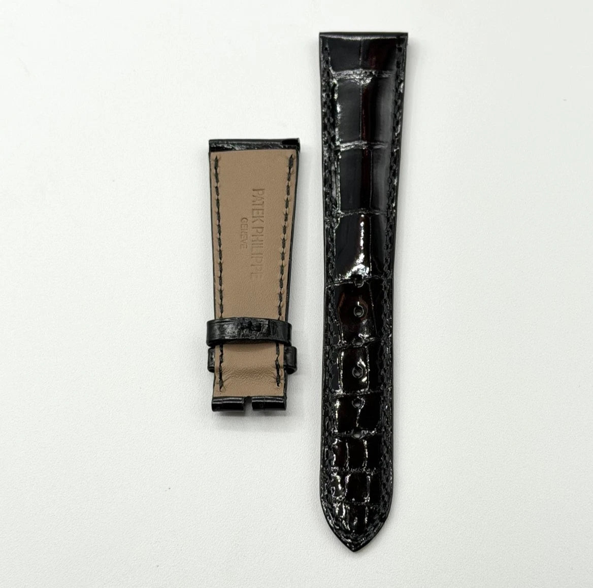 Patek Philippe cinturino alligatore nero lucido black alligator strap 21/16mm