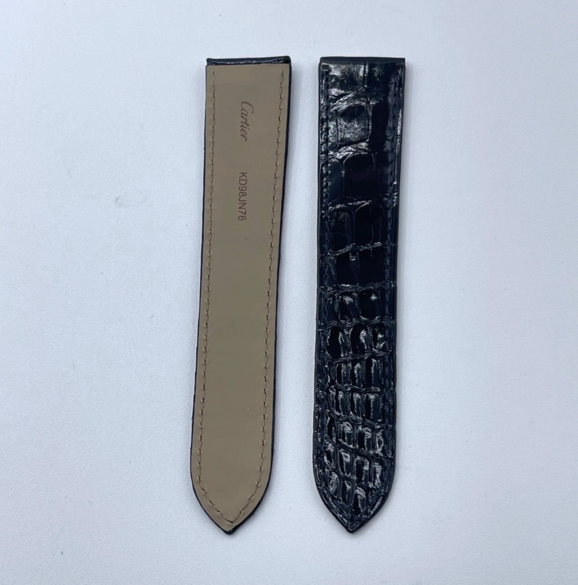 Cartier Tank cinturino orologio pelle alligatore blu ref. KD98JN76 20/18mm