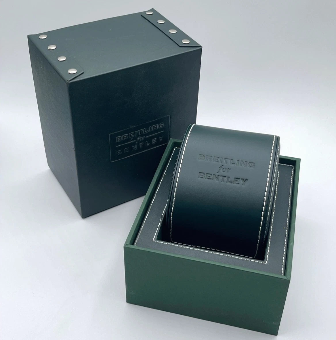 Breitling for Bentley scatola orologio watch box pelle verde green leather