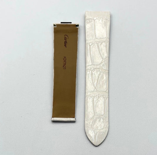 Cartier Santos Dumont cinturino alligatore bianco white KD97IN21 21/18mm