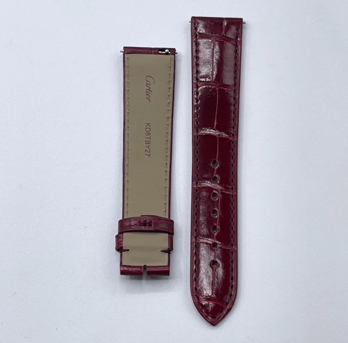 Cartier Tank cinturino alligatore rosso red alligator KD8TBY27 19/16mm