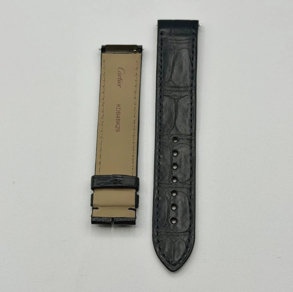 Cartier Santos Dumont XL cinturino pelle alligatore blu KDB4BK29 19/18mm
