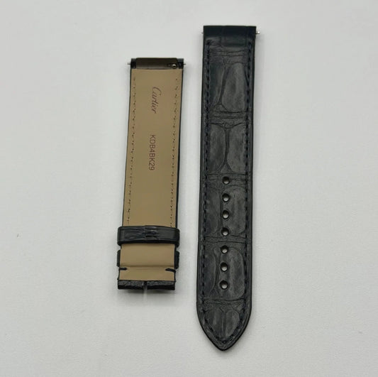 Cartier Santos Dumont XL cinturino pelle alligatore blu KDB4BK29 19/18mm