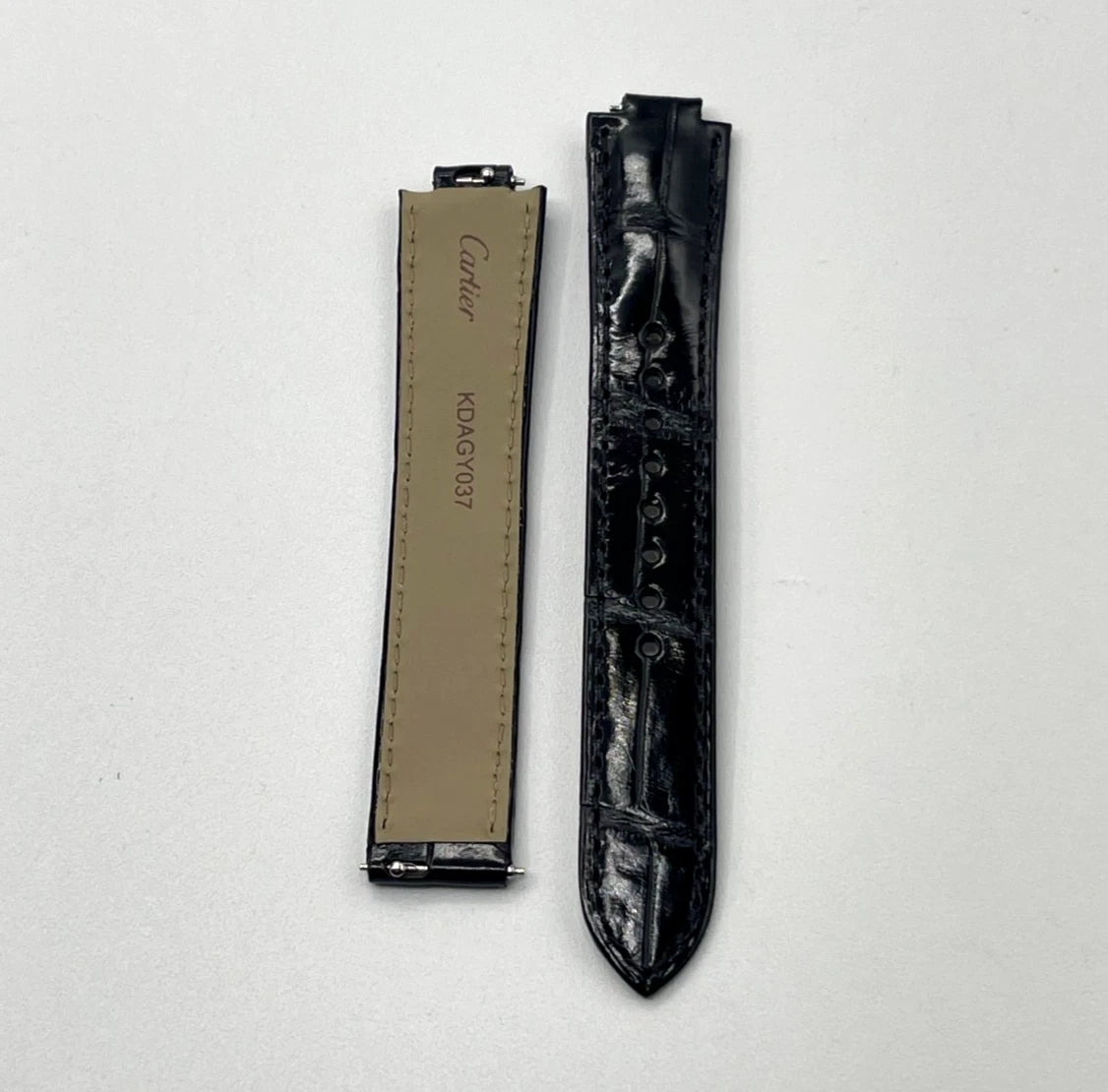 Cartier Ballon Bleu cinturino orologio pelle alligatore nero KDAGY037 16/14mm