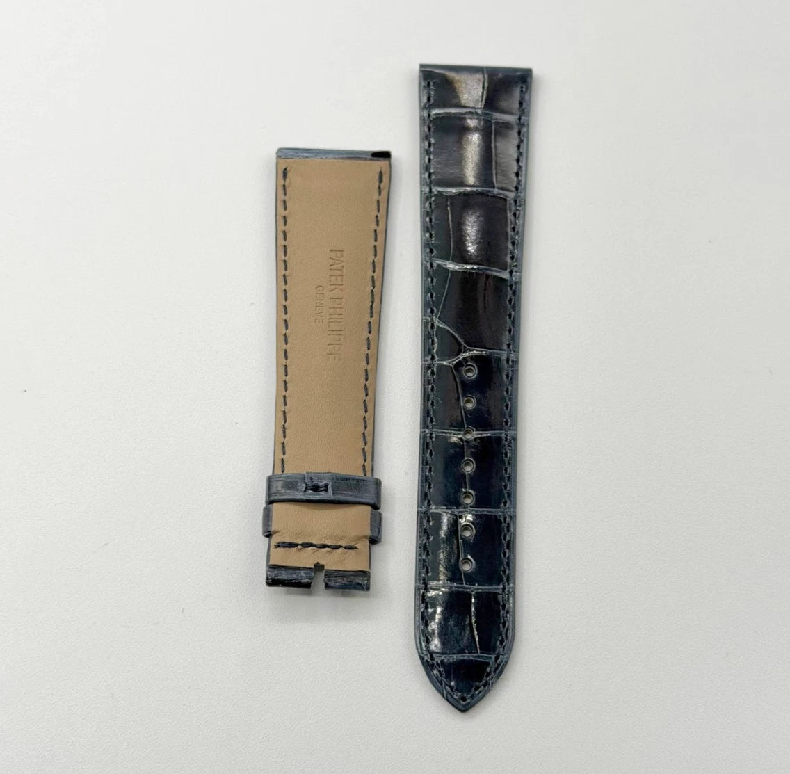 Patek Philippe cinturino alligatore blu marino navy blue alligator strap 22/18mm