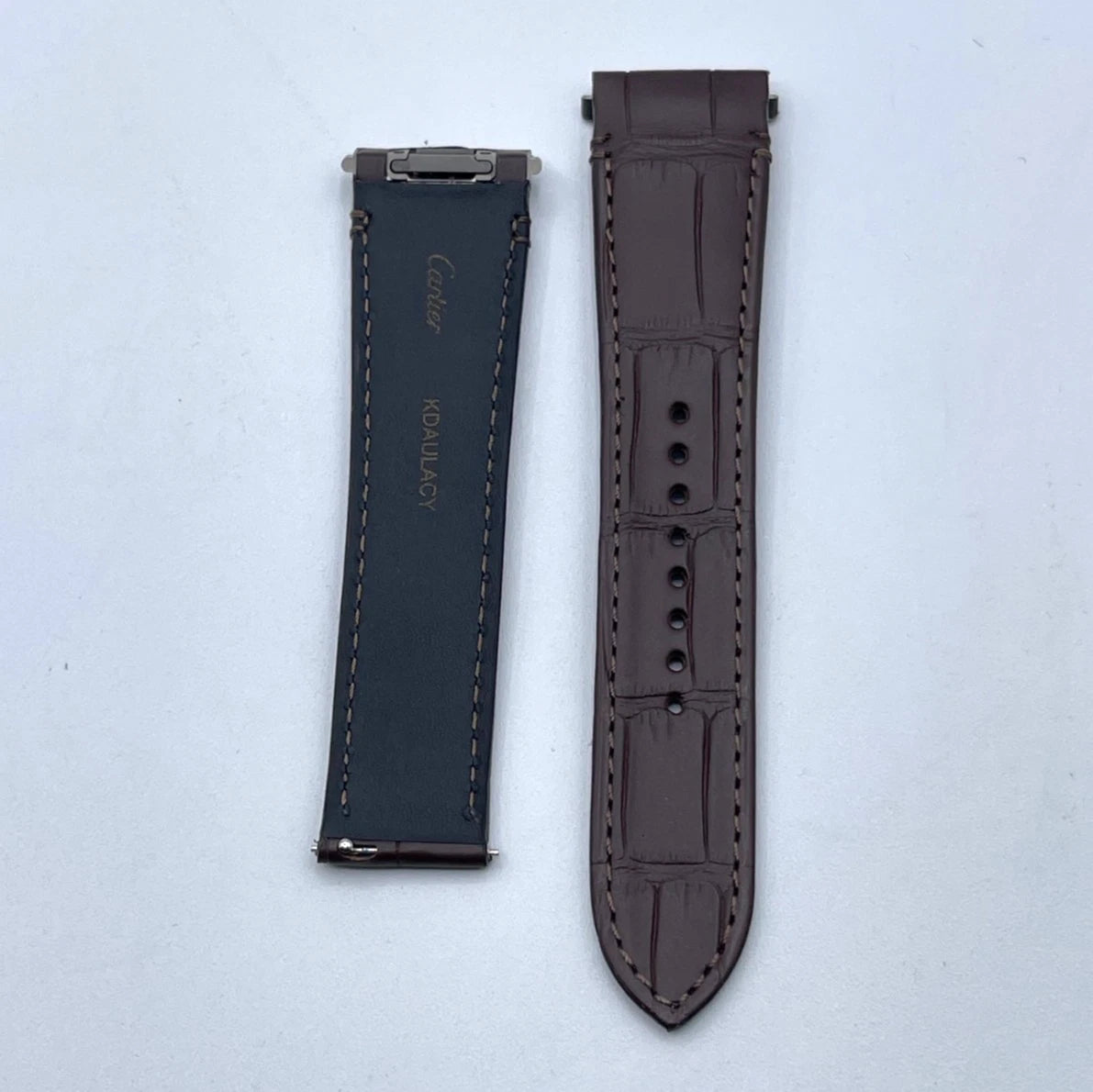 Cartier Santos cinturino orologio strap alligatore marrone KDAULACY 21/18mm