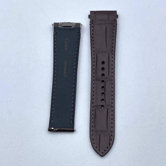 Cartier Santos cinturino orologio strap alligatore marrone KDAULACY 21/18mm