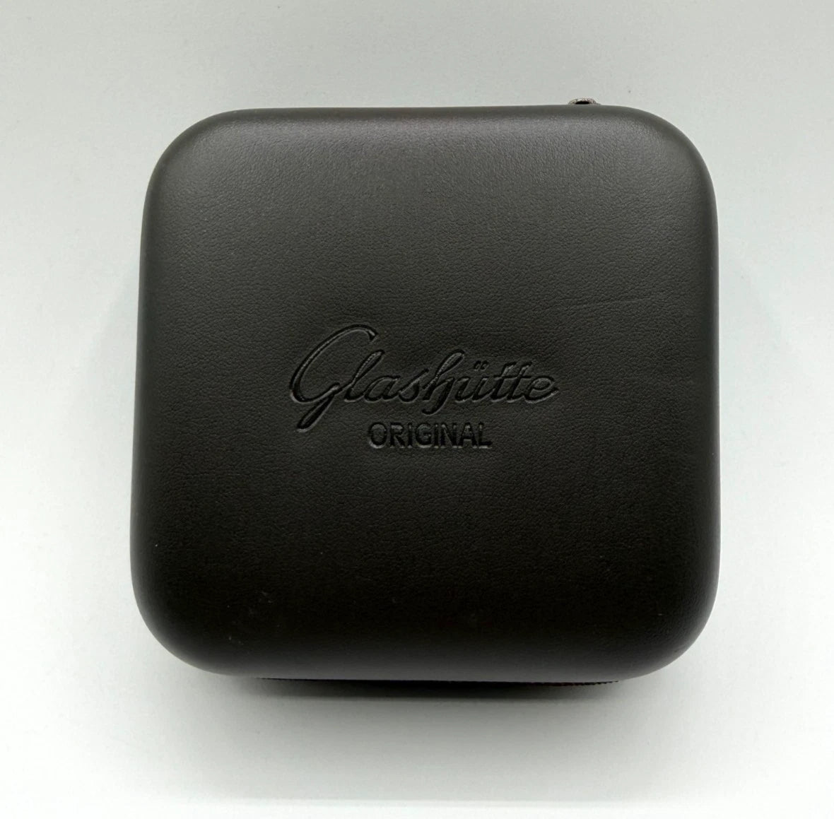 Glashutte custodia viaggio orologio watch travel box pelle marrone brown leather