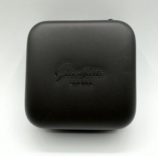 Glashutte custodia viaggio orologio watch travel box pelle marrone brown leather