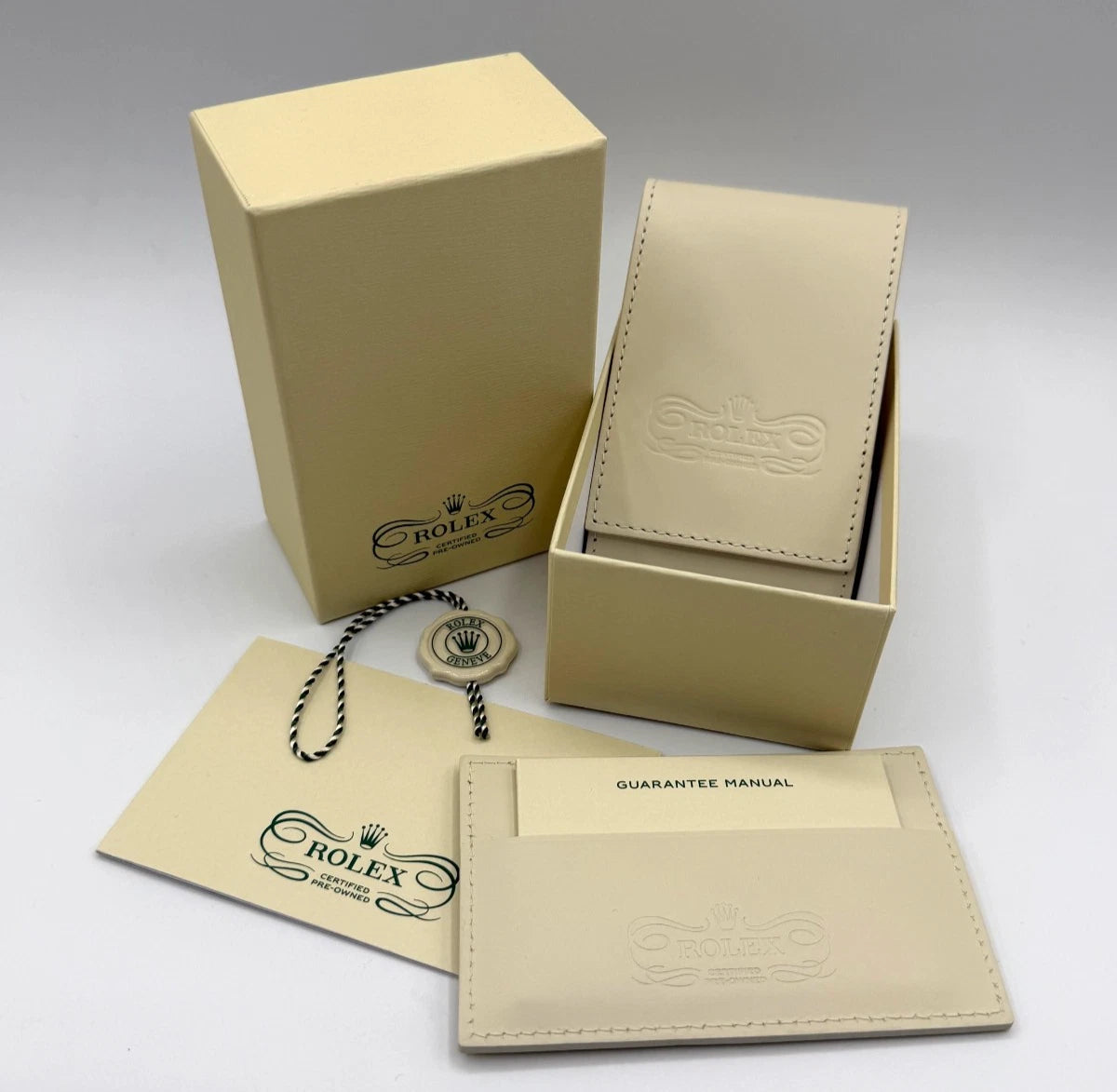 Rolex CPO kit travel box sigillo porta garanzia pelle bianco white booklet