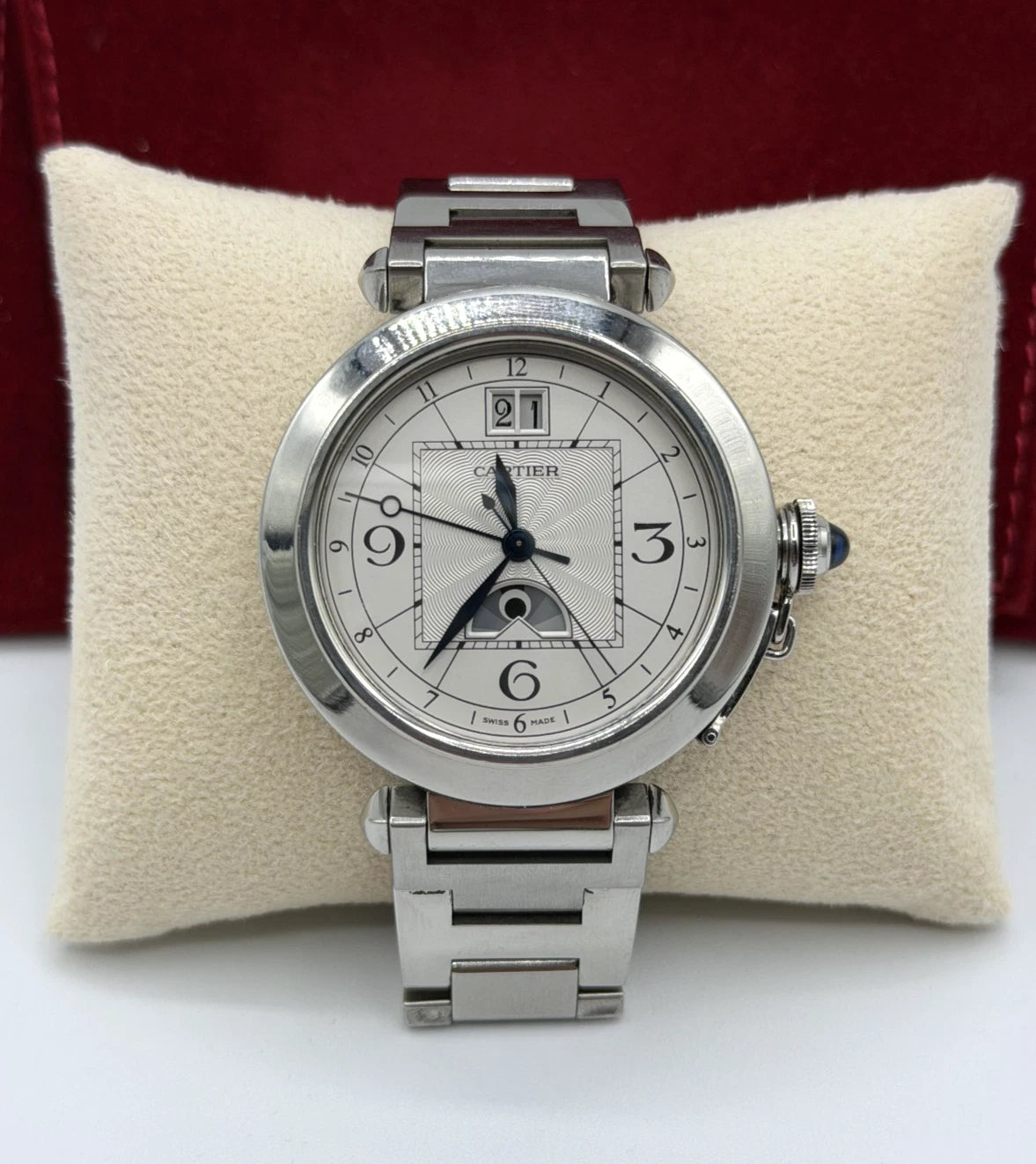 Cartier Pasha GMT Moonphase 42mm acciaio steel ref.2938 calibro 8011MC anno 2010