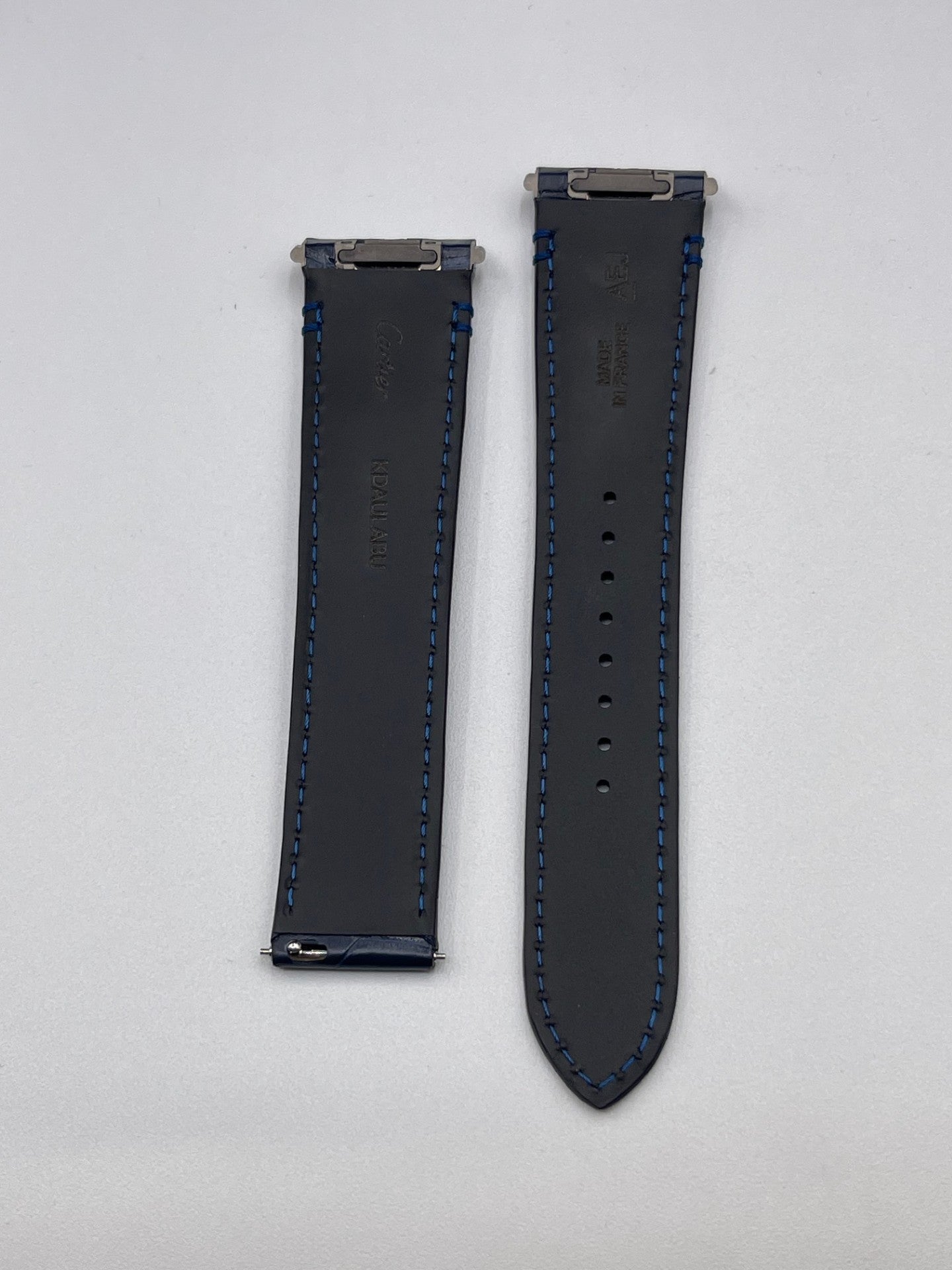 Cartier Santos Watch Strap Blue Alligator Leather KDAULABU 21/18mm