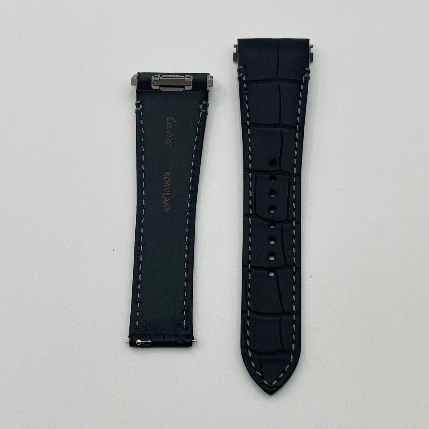 Cartier Santos Watch Strap Grey Alligator Leather KDAVLABY 23/18mm