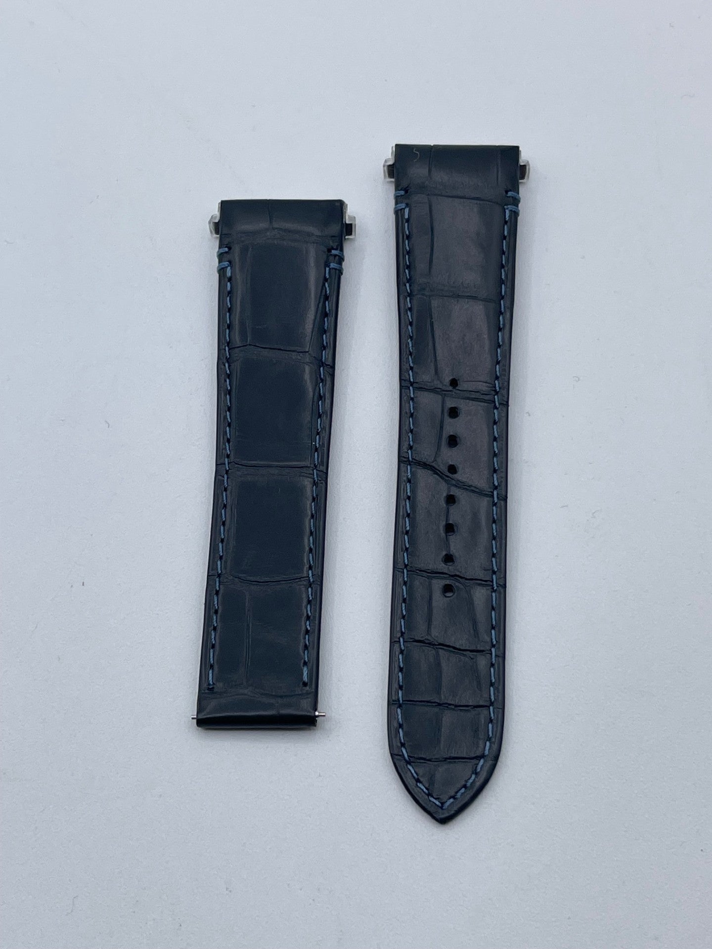 Cartier Santos cinturino watch strap pelle alligatore blu scuro KDAULAHA 21/18mm
