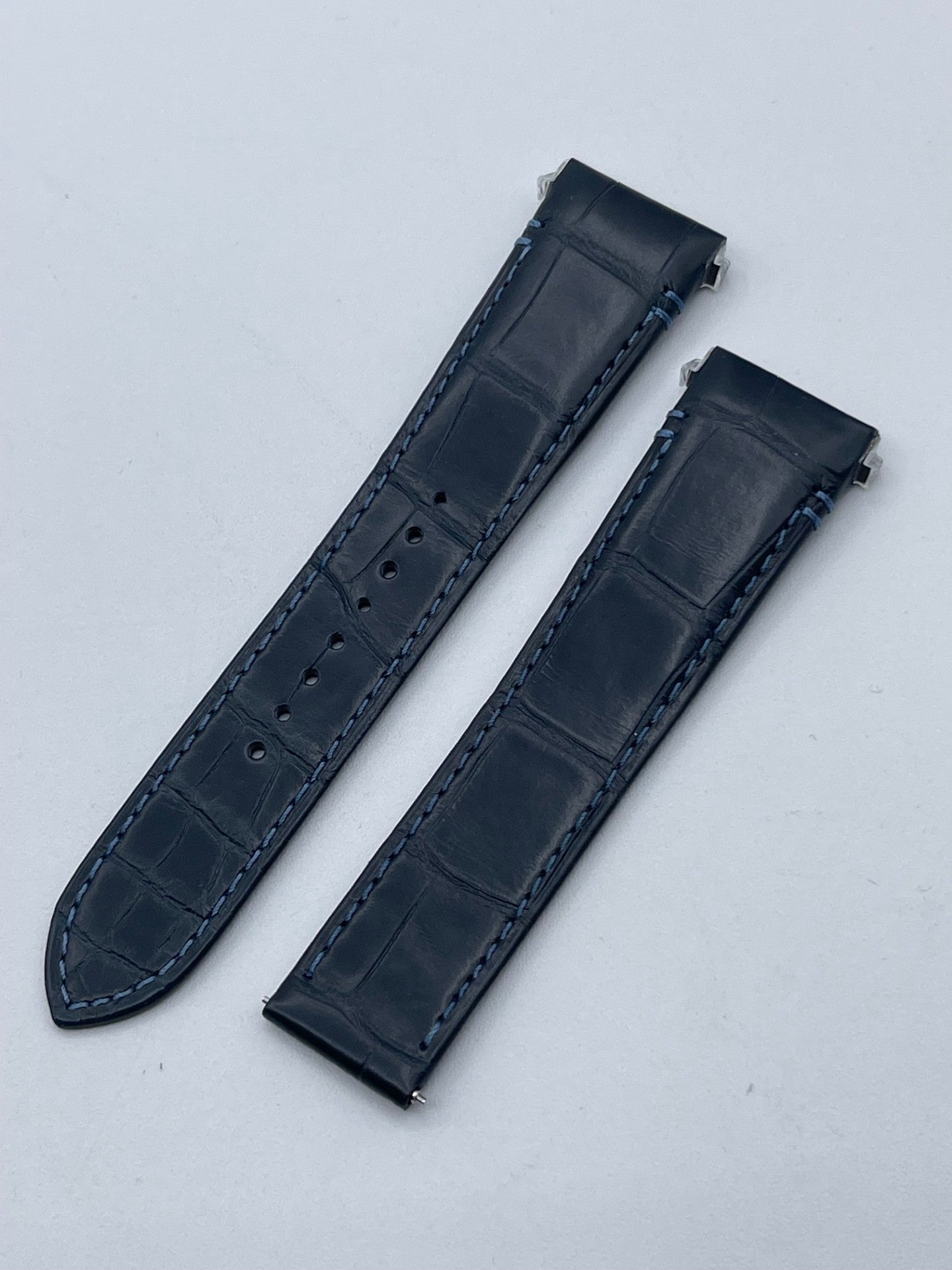 Cartier Santos cinturino watch strap pelle alligatore blu scuro KDAULAHA 21/18mm